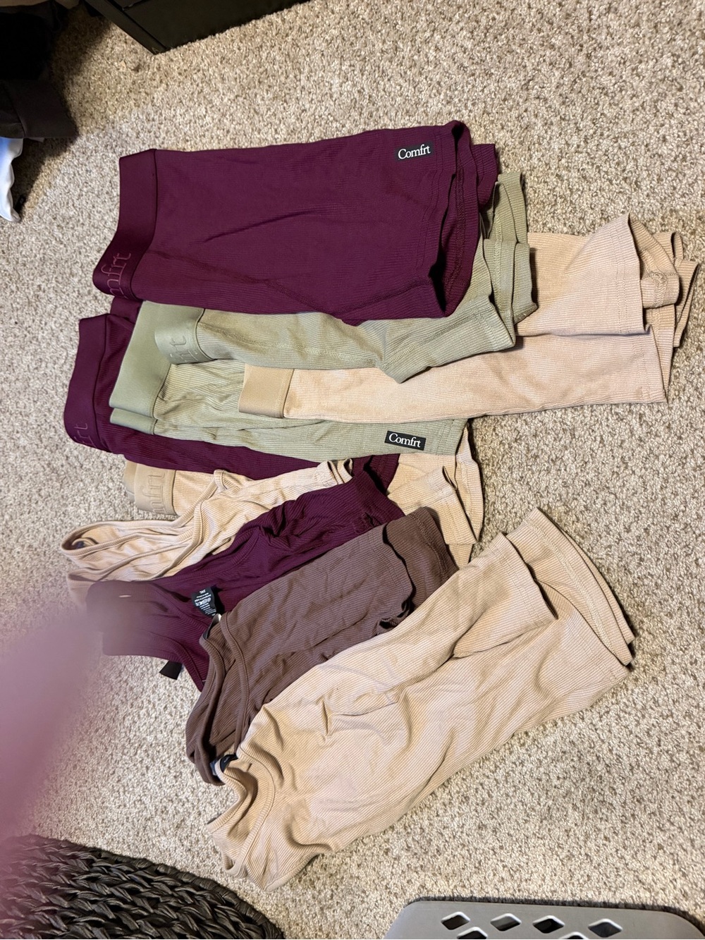 Comfort Ribbed women’s large  Bottoms and 2xl tops lot Burgundy, Olive, Beige -